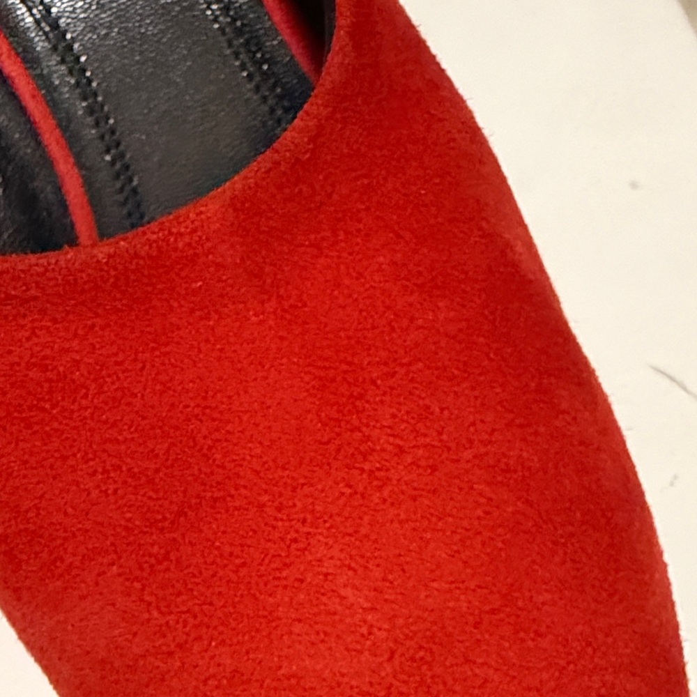 Celine Vibrant Red Suede Heels - Picture 3 of 6
